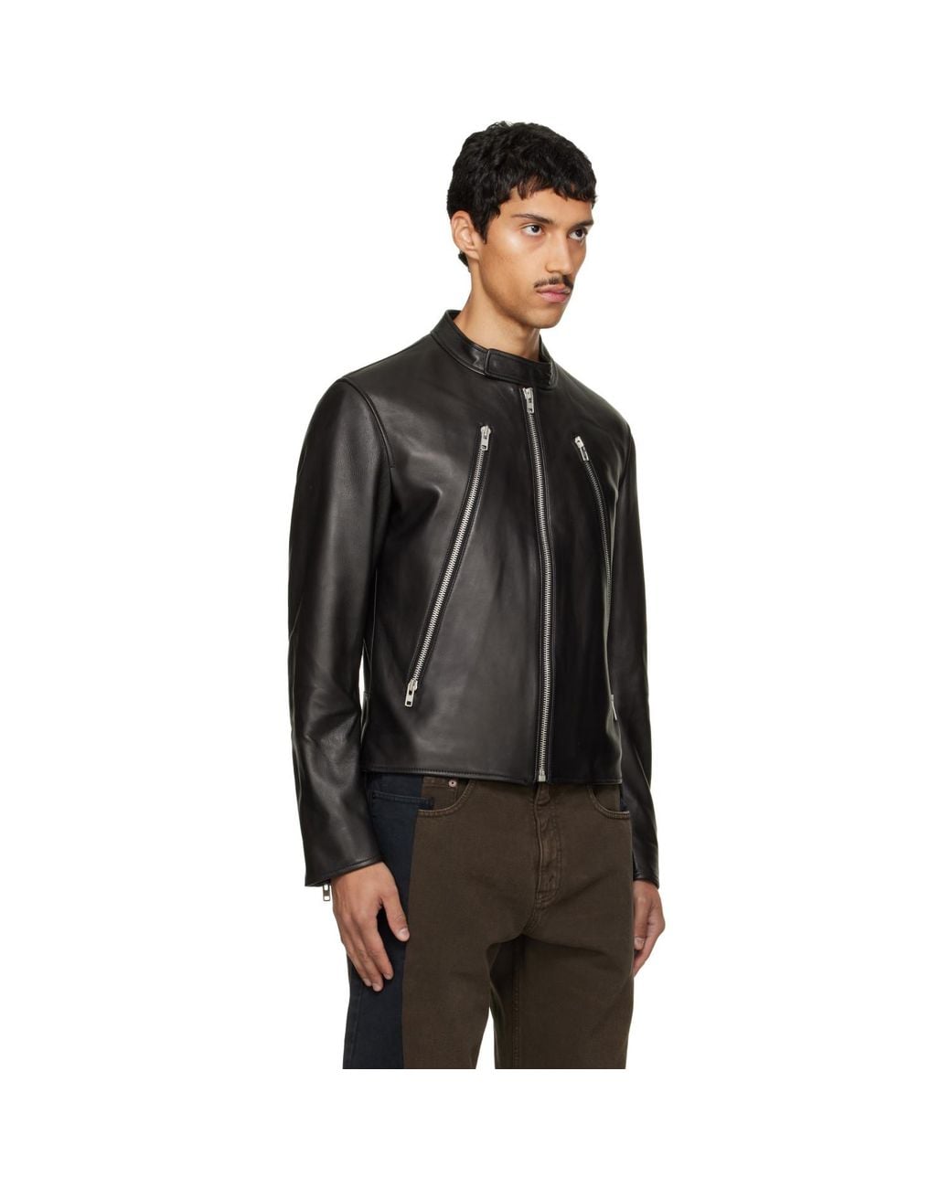 Maison Margiela Black 5-Zip Leather Jacket for men