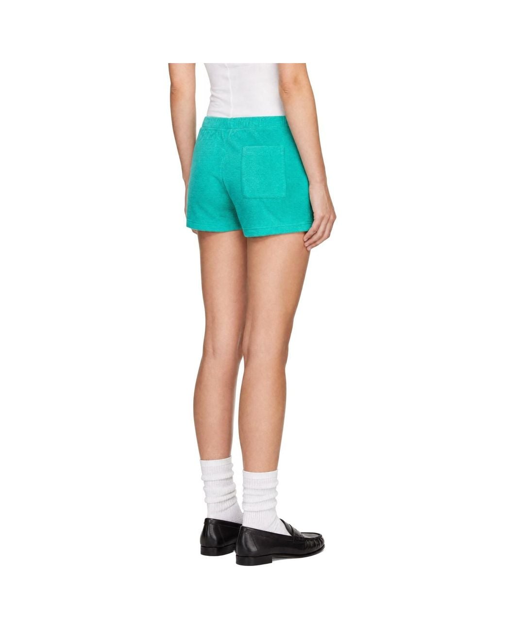 Sporty & Rich Blue Signature Logo Terry Shorts