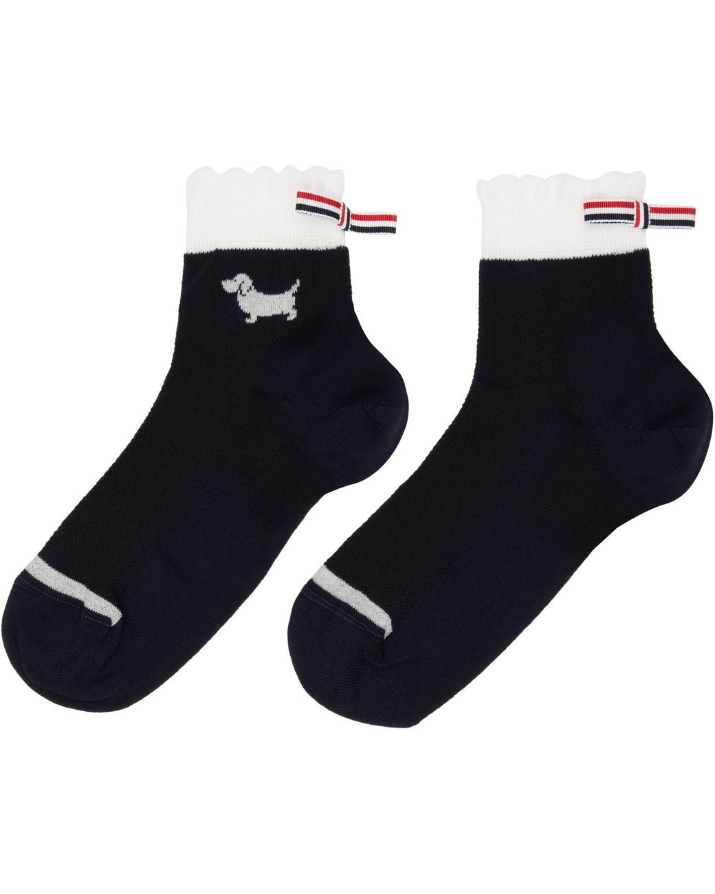Thom Browne Blue Pointelle Stitch Hector Crew Socks