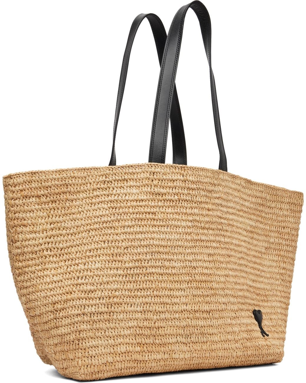 AMI Brown Natural Raffia Ami De Coeur Tote
