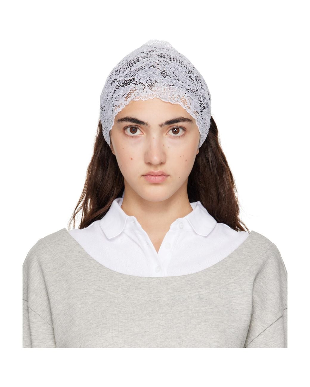 MERRMA White Ssense Exclusive Lace Bandeau Headband