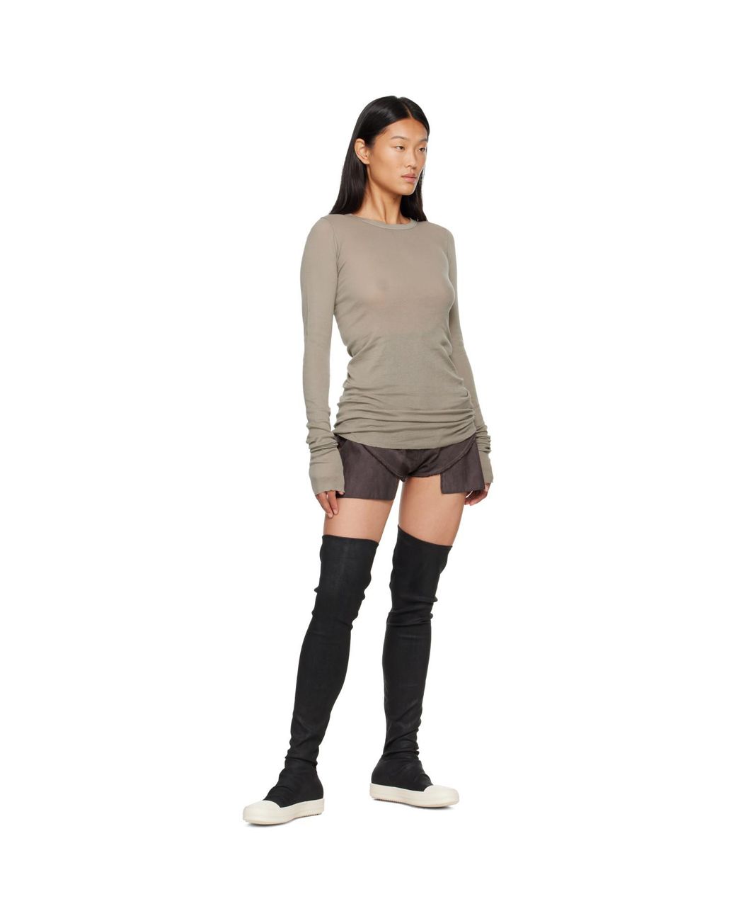 Rick Owens Gray Tower Basic Ls T-Shirt