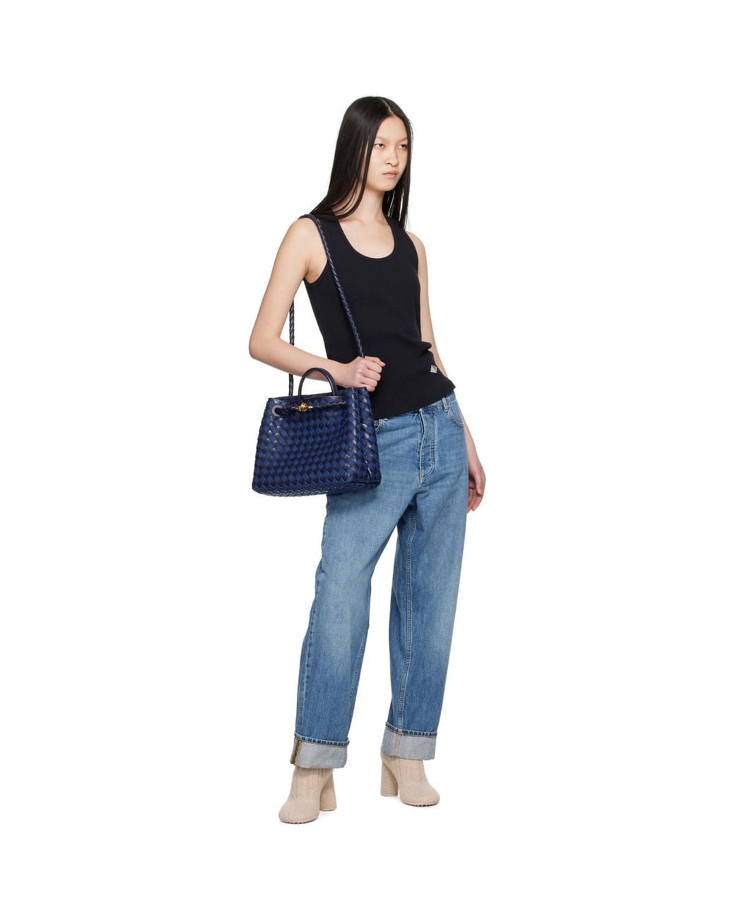 Bottega Veneta Black Logo Patch Tank Top