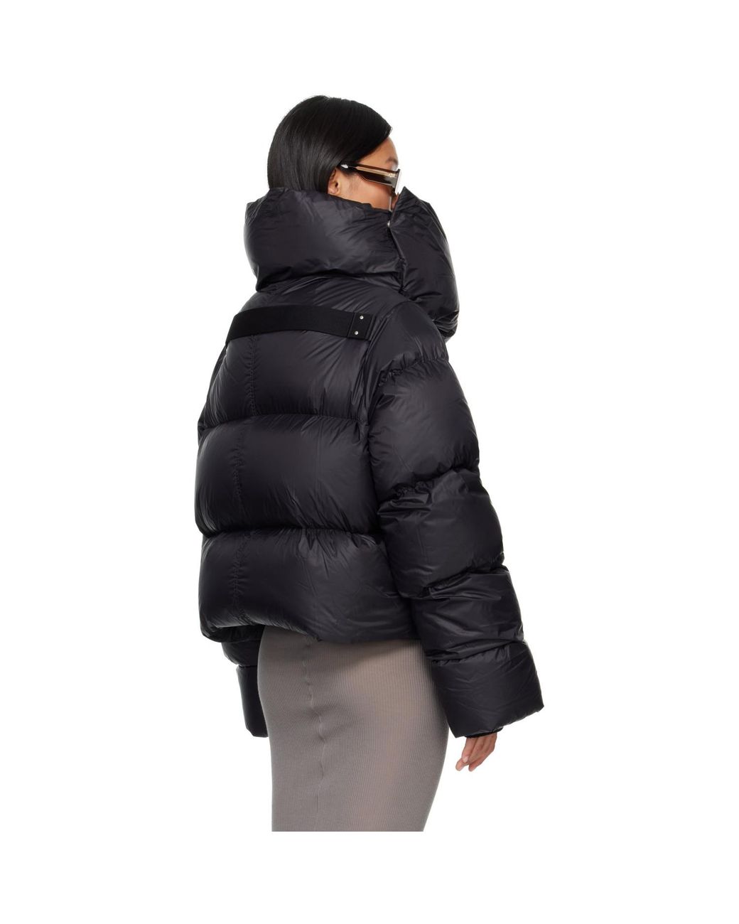 Rick Owens Black Tower Funnel Neck Down Jacket