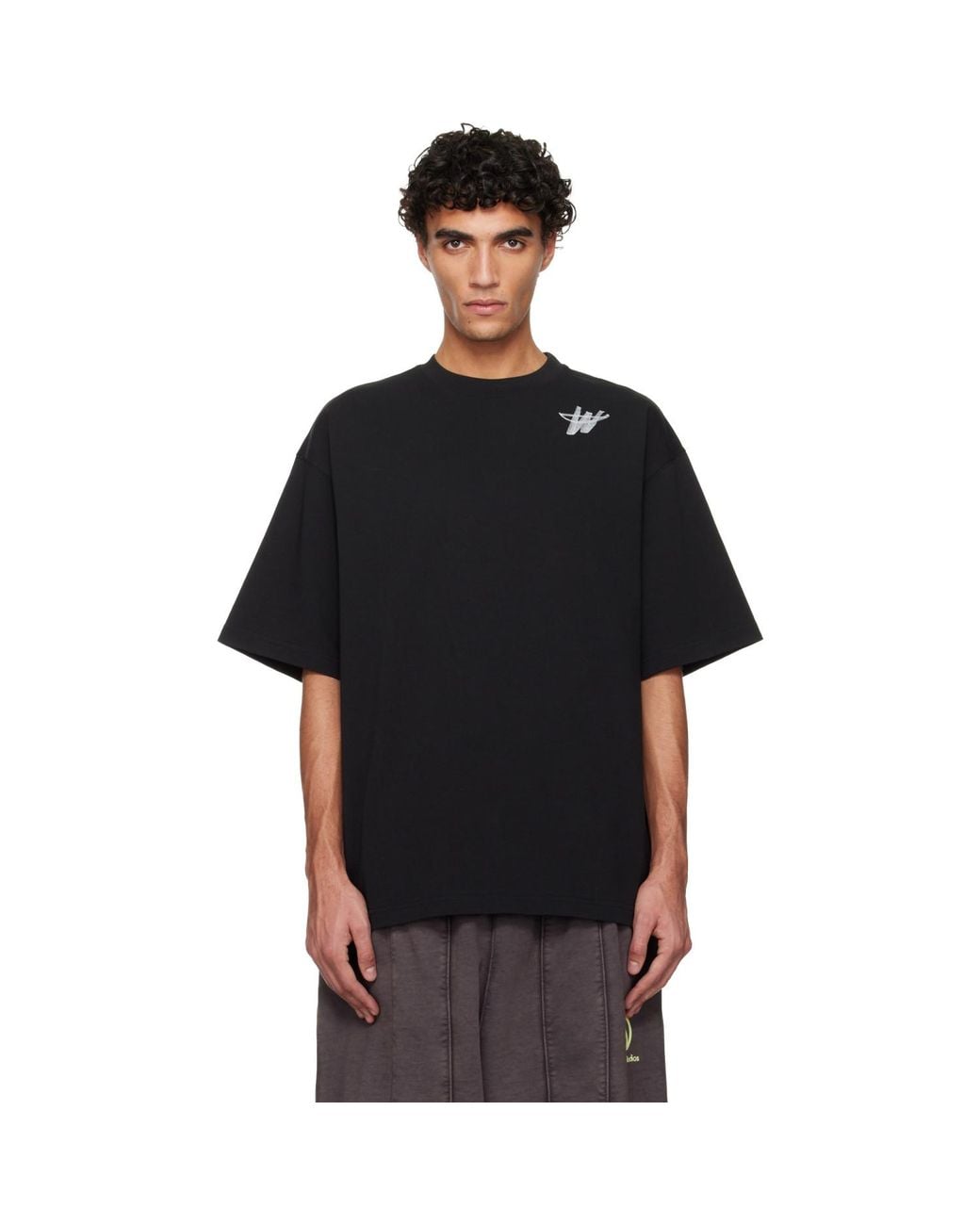 we11done Black 'Wd' Logo T-Shirt for men