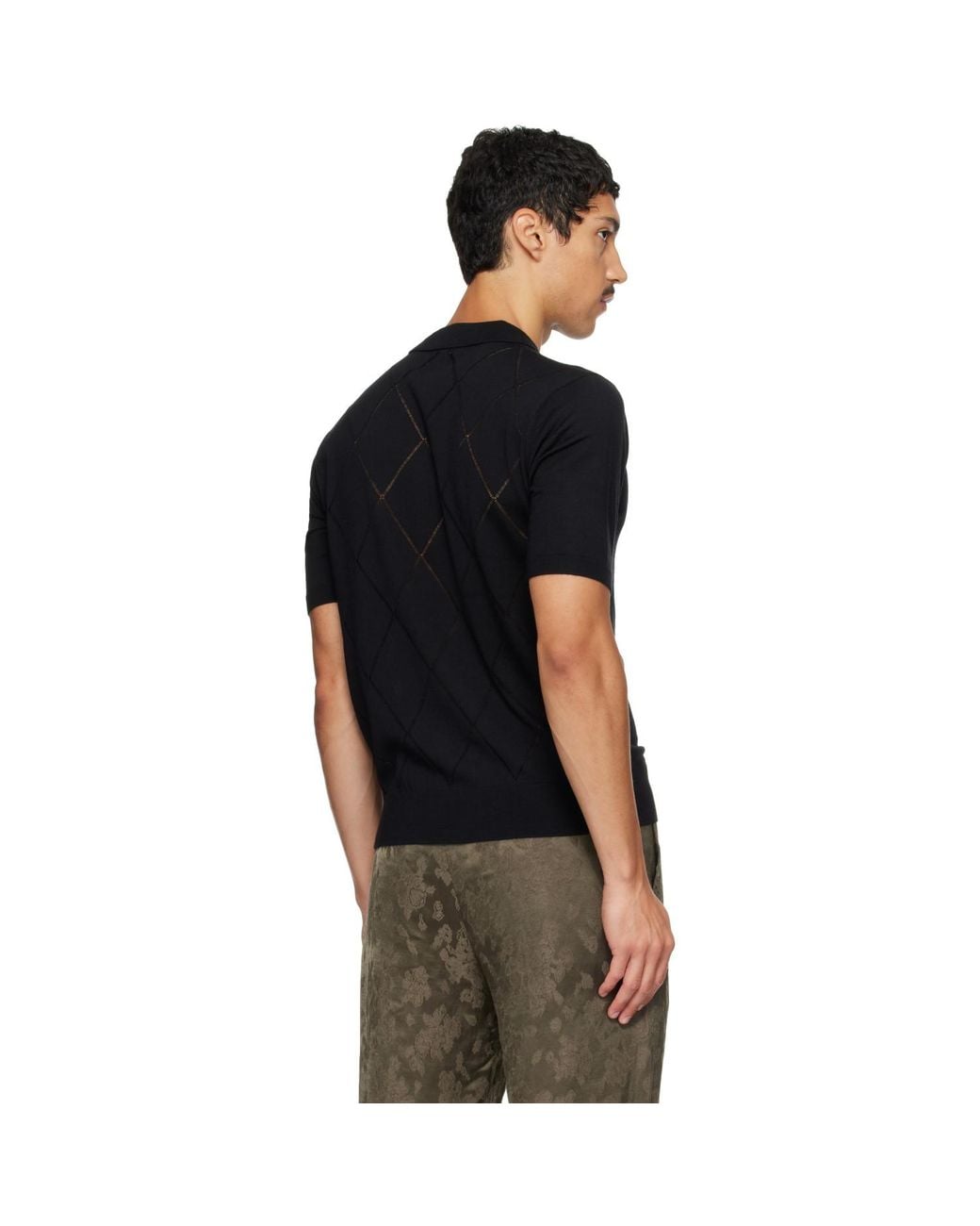 Dries Van Noten Black Wool Polo for men