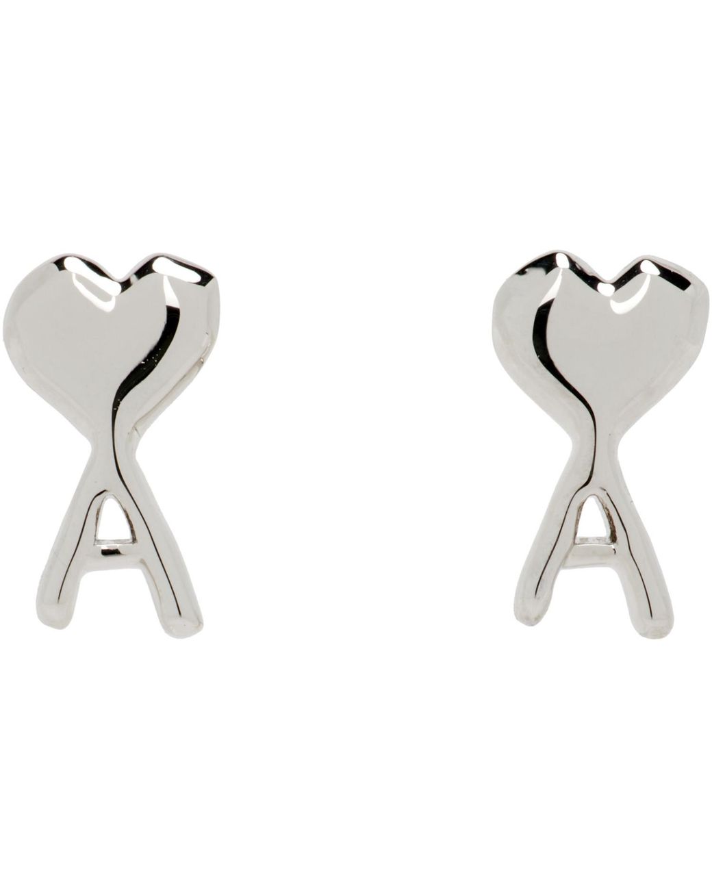 AMI Black Ami De Coeur Hammered Earrings for men