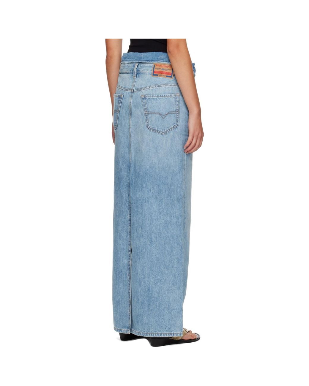 DIESEL Blue Jean-Illusion Denim Maxi Skirt