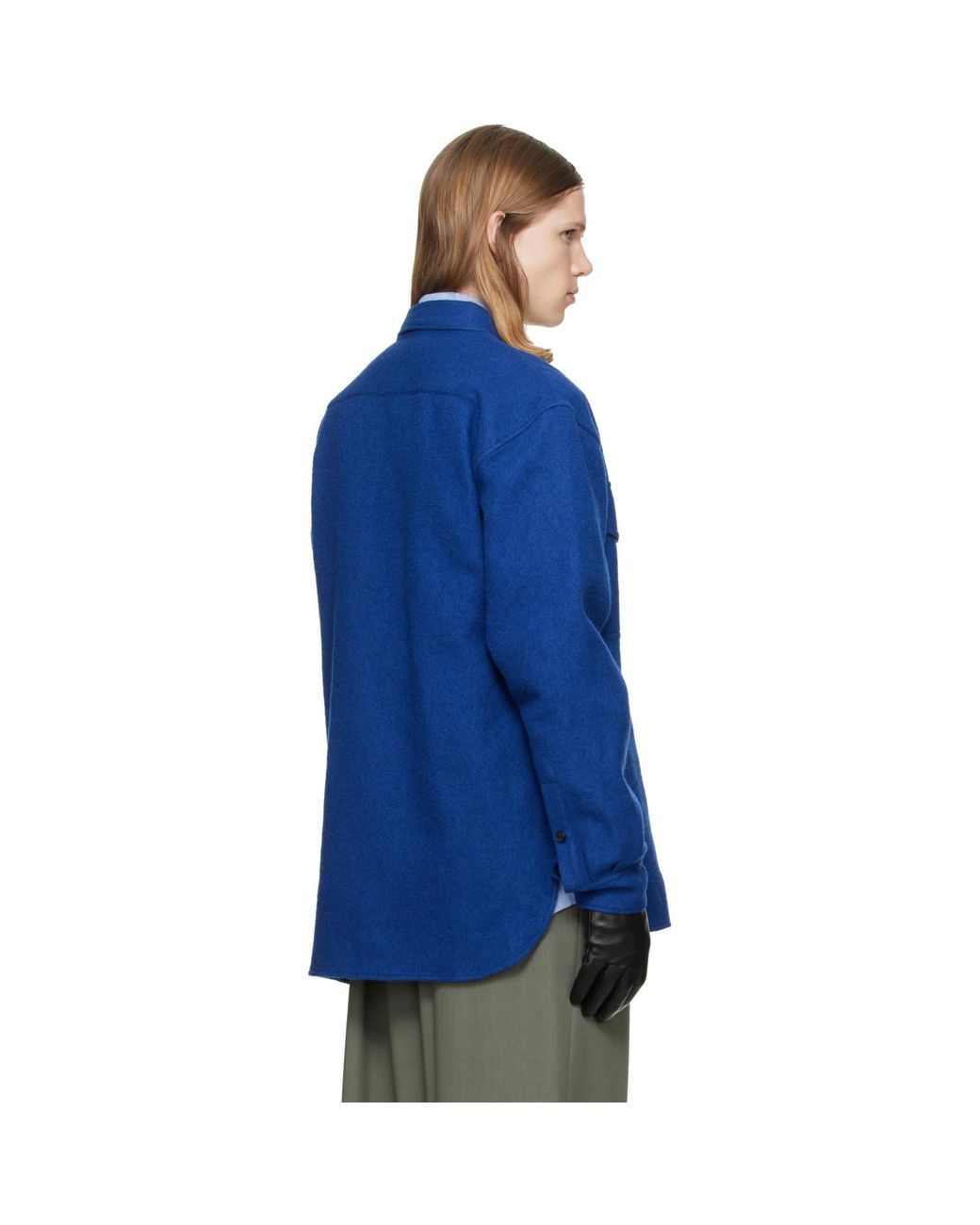 Dries Van Noten Blue Wool Overshirt for men