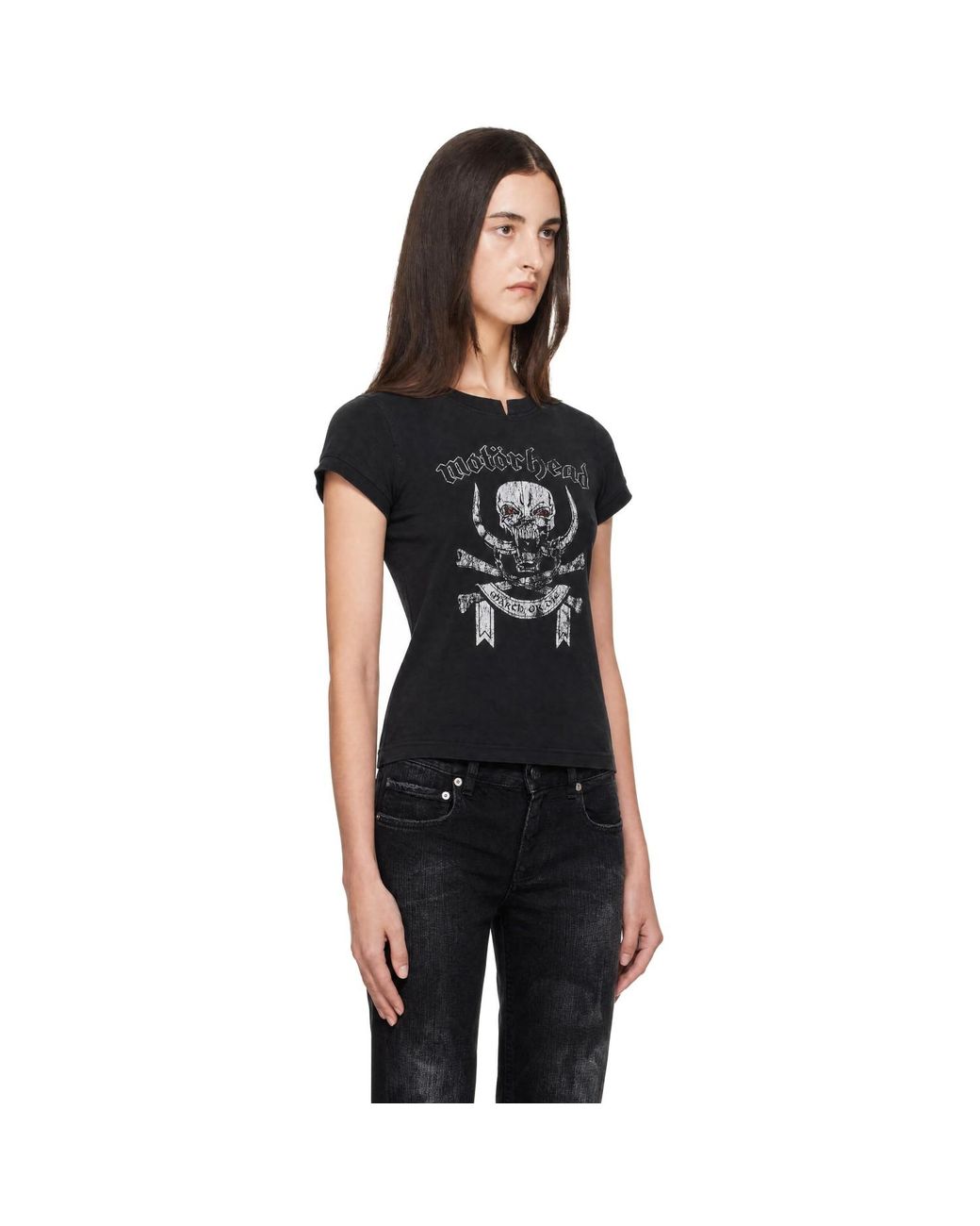 Vetements Black Motorhead Edition Skull Cut-Up Fitted T-Shirt