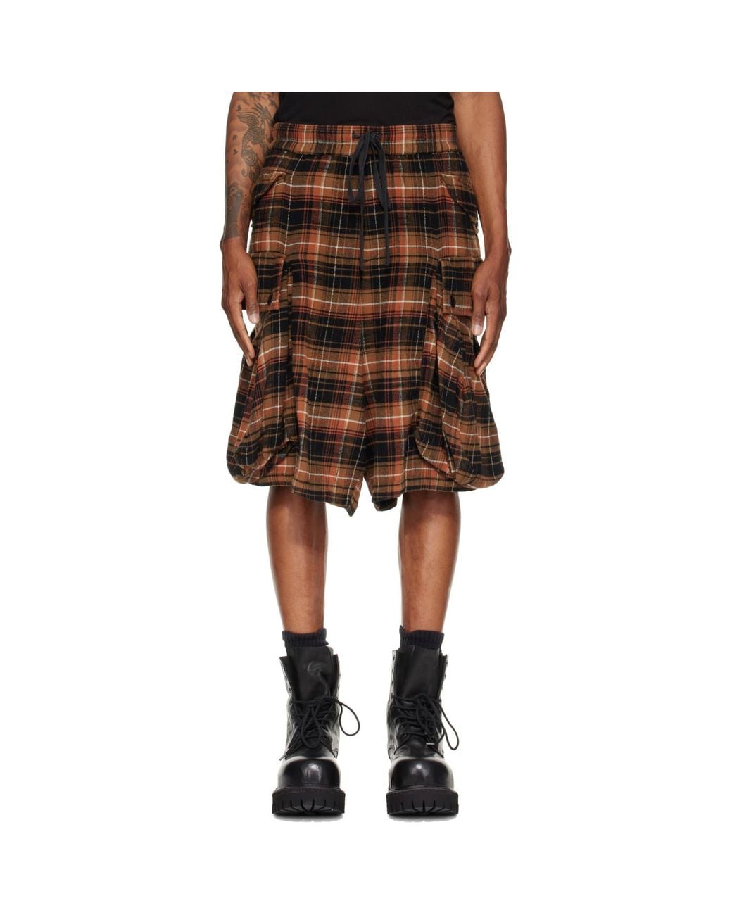 R13 Brown Jumbo Shorts for men