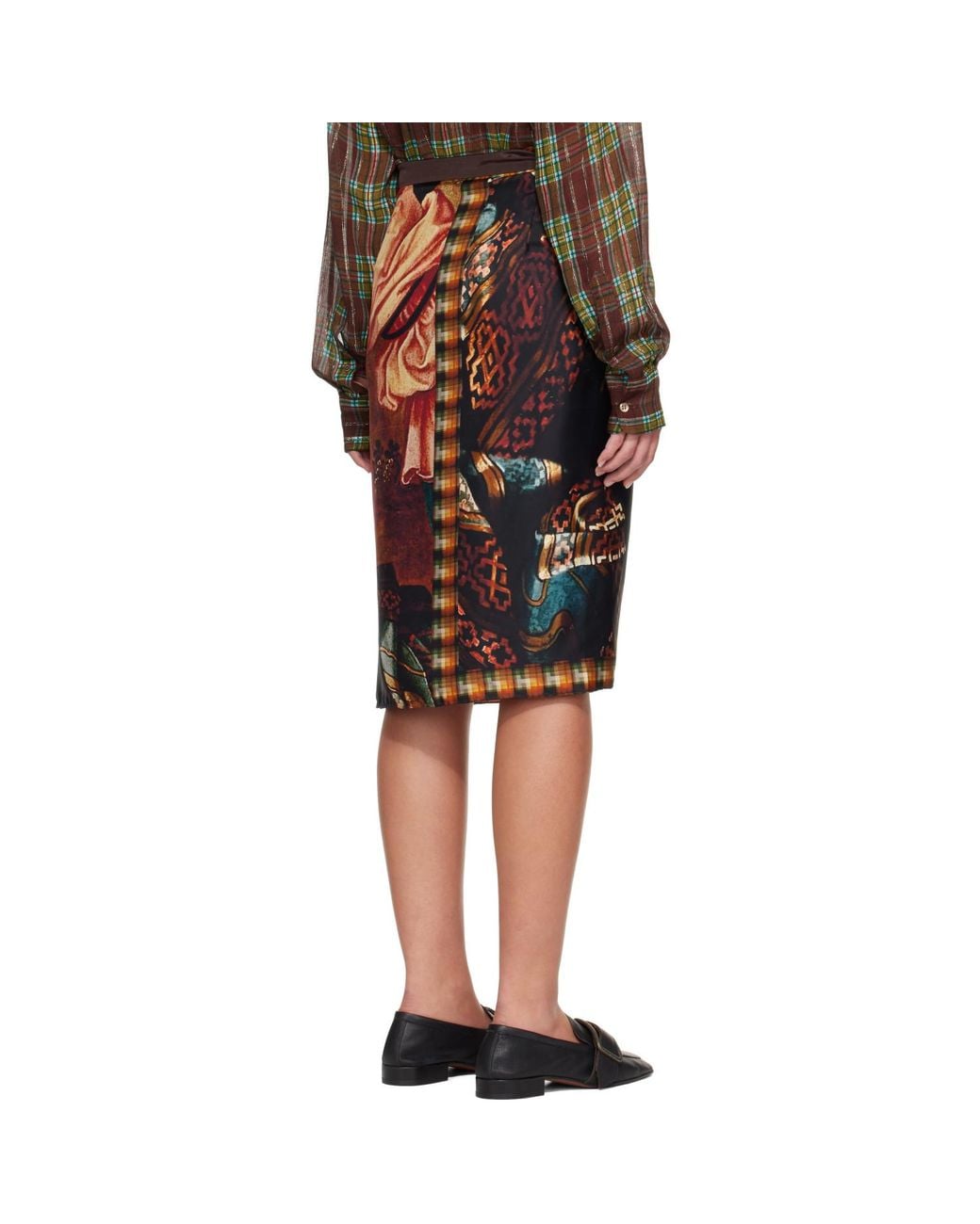 Dries Van Noten Black Wrap Scarf Midi Skirt