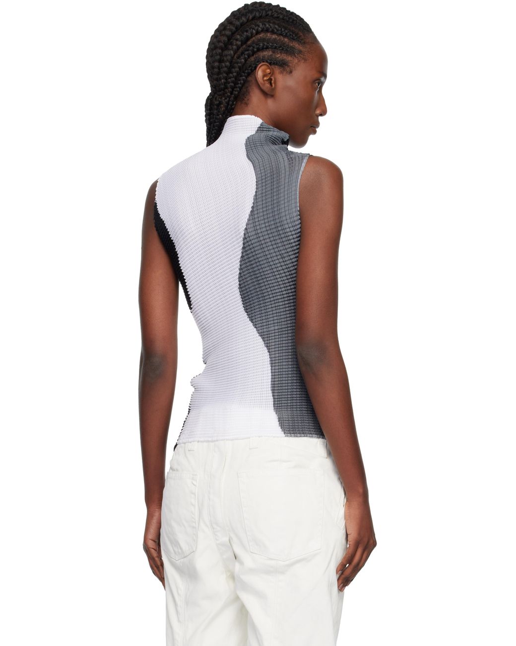 Issey Miyake Black Abstract Tint Pleats Tank Top