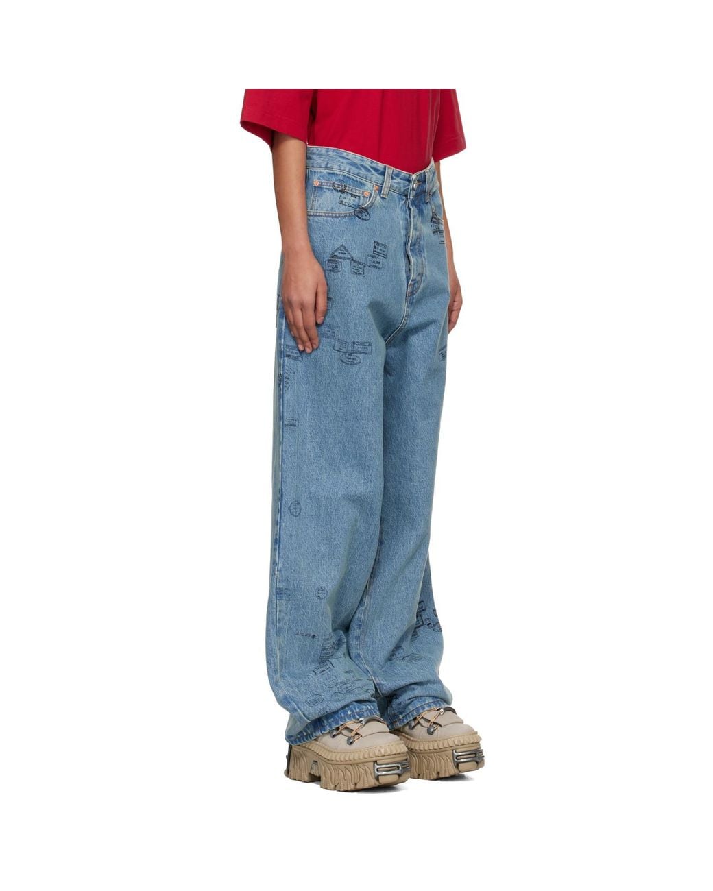 Vetements Blue Passport Stamps Jeans