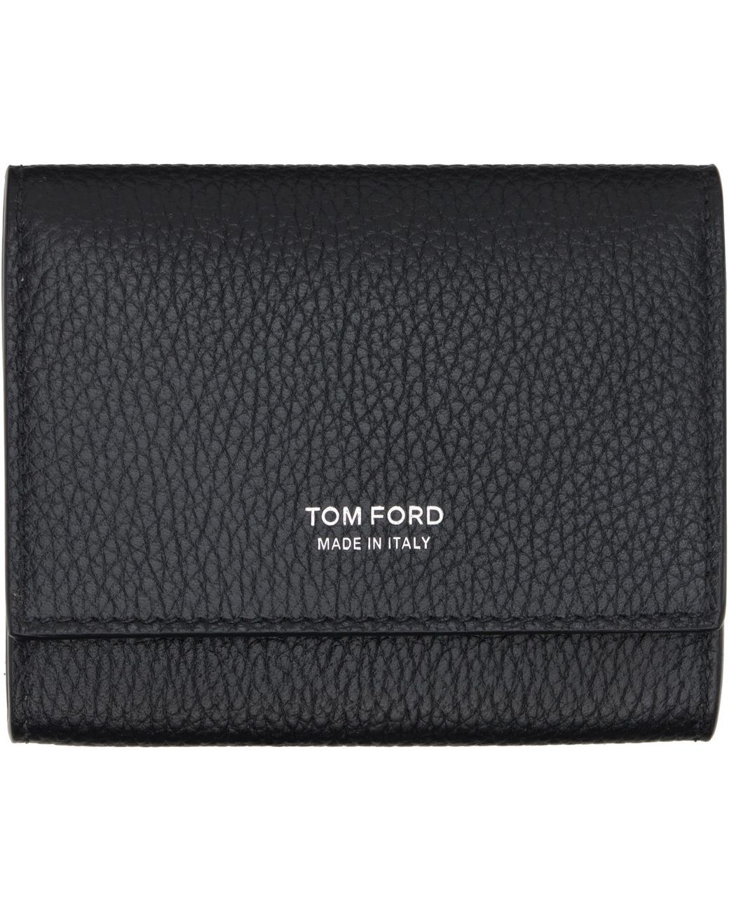 Tom Ford Black Soft Grain Leather Slim Card Holder for men