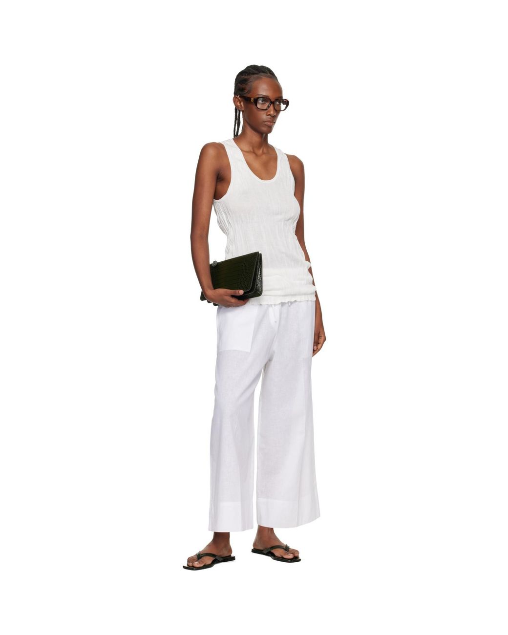 Totême White Wide Summer Trousers