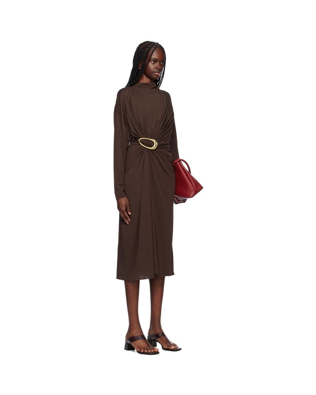 Bottega Veneta Black Crepe Viscose Midi Dress