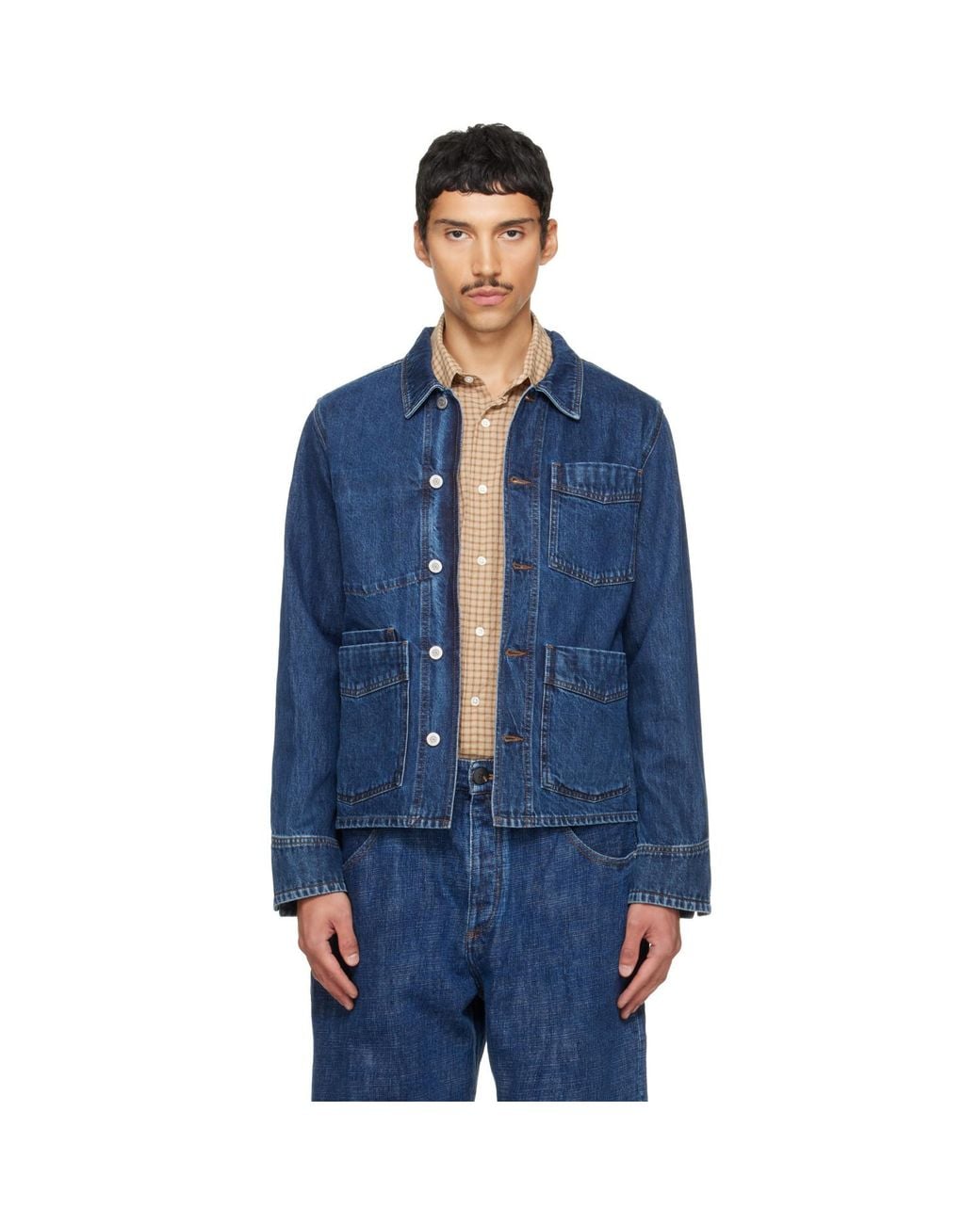 Drake's Blue Work Denim Jacket for men