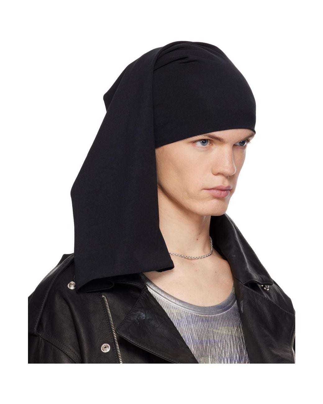 SECONDA Black Jersey Beanie for men