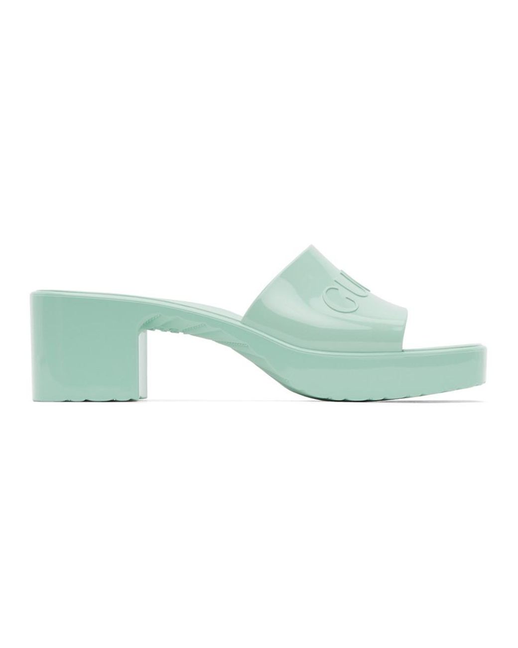 Gucci Green Rubber Slide Sandals - Lyst