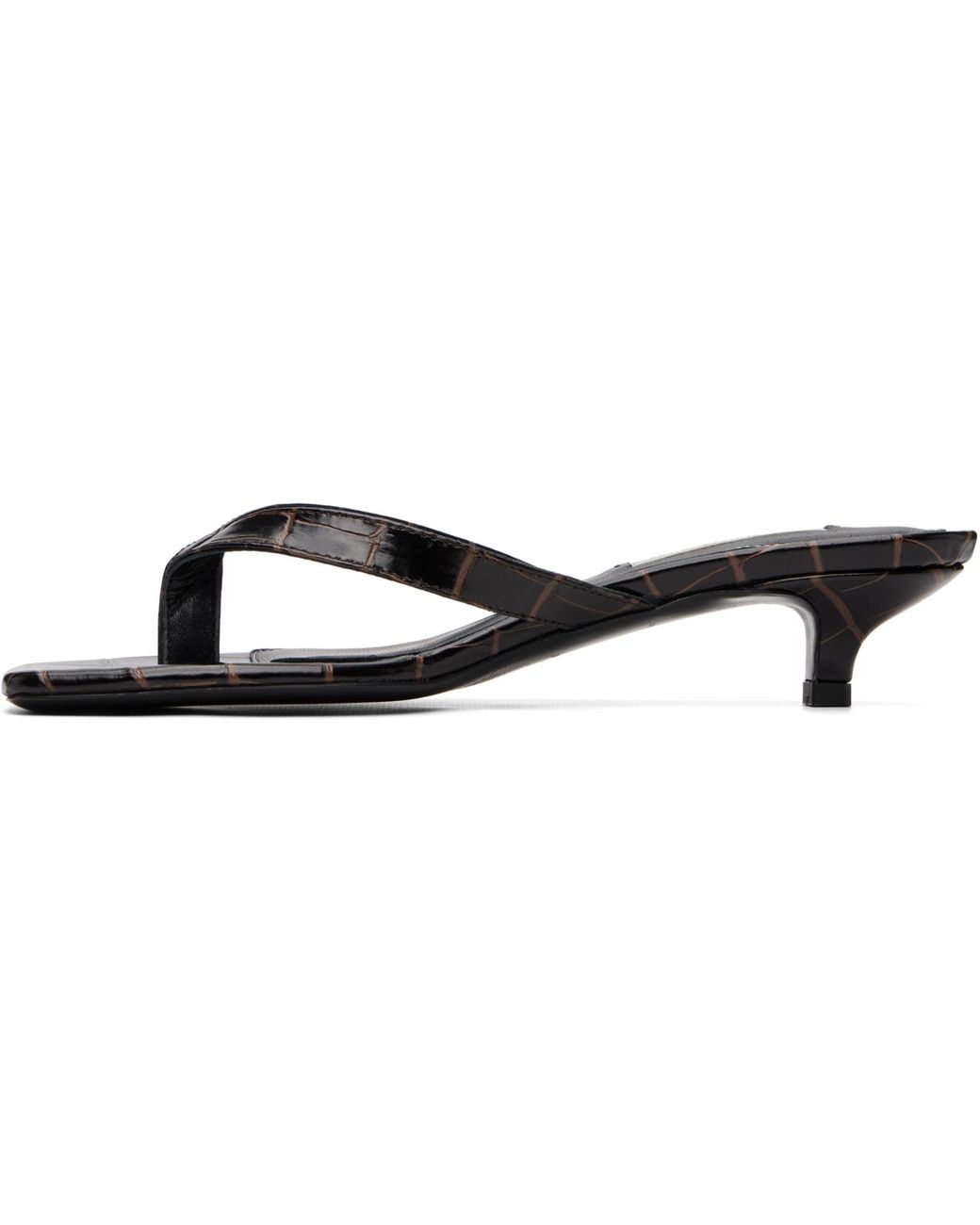 Totême Black Croco-Embossed Heeled Flip-Flops