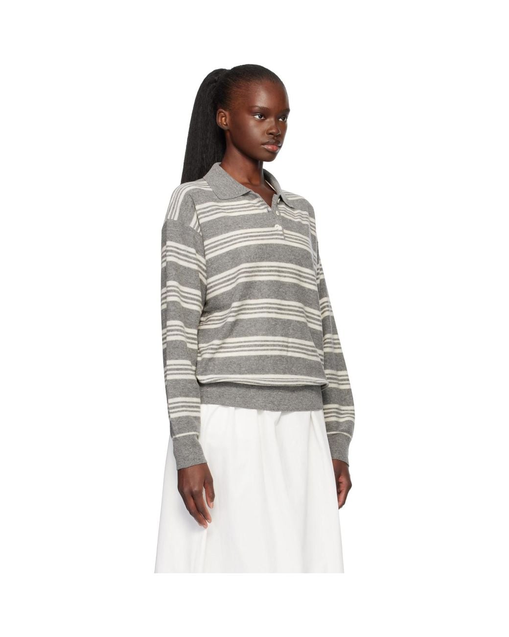 NOTHING WRITTEN Gray Kevin Stripe Pullover Polo