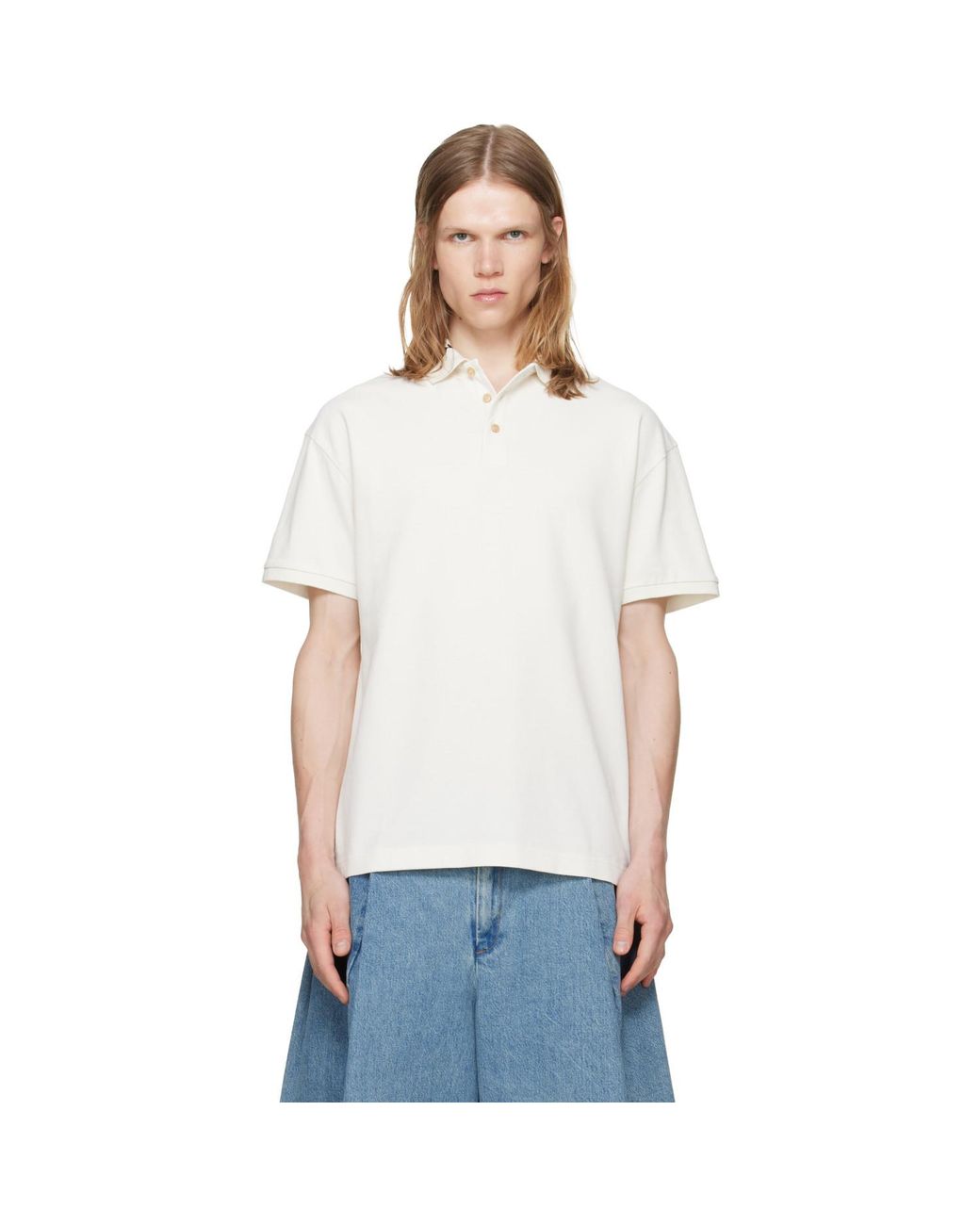 Palm Angels White Off- Neck Logo S/S Polo for men
