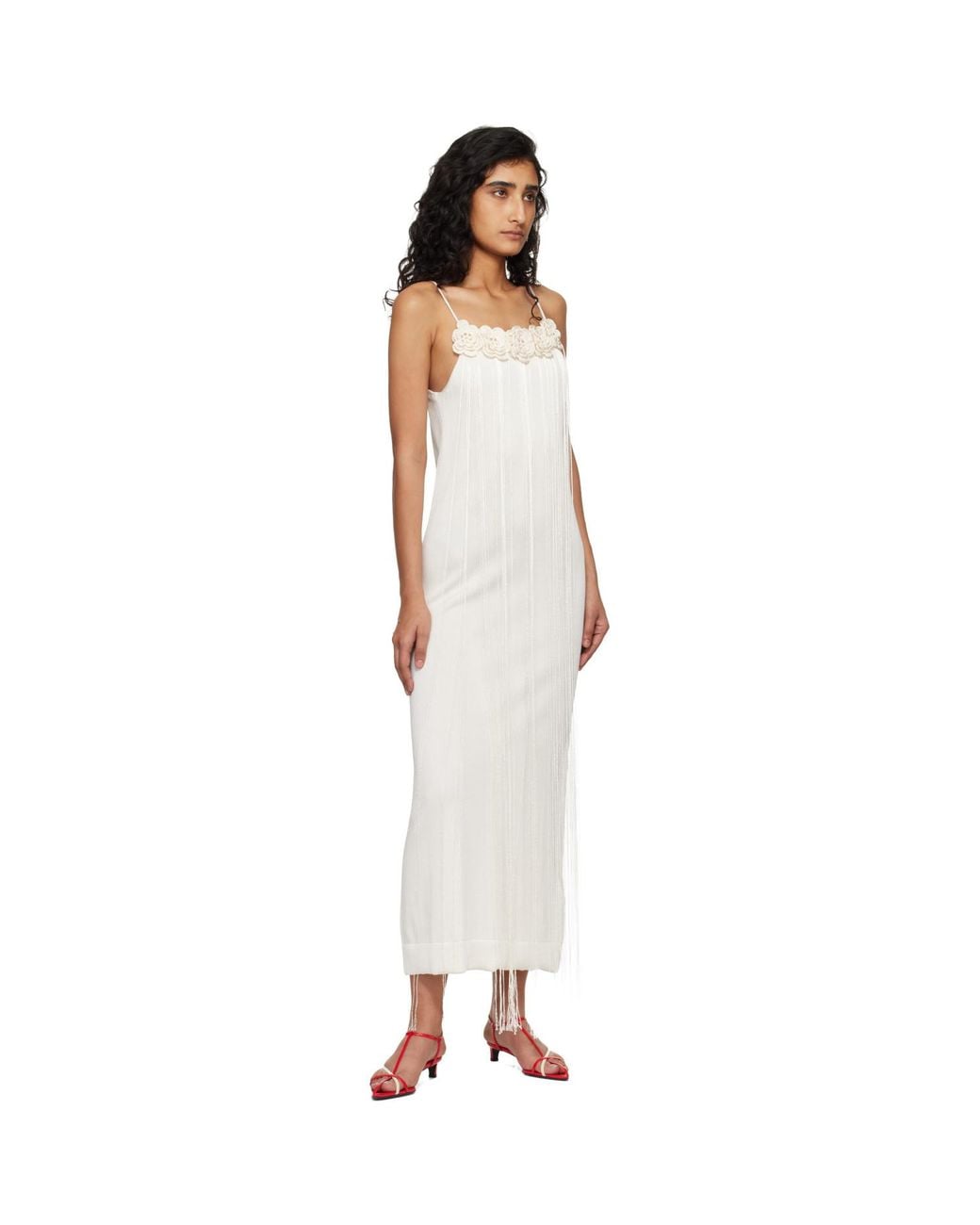 Jil Sander Black Off- Cotton Double Spaghetti Straps Maxi Dress
