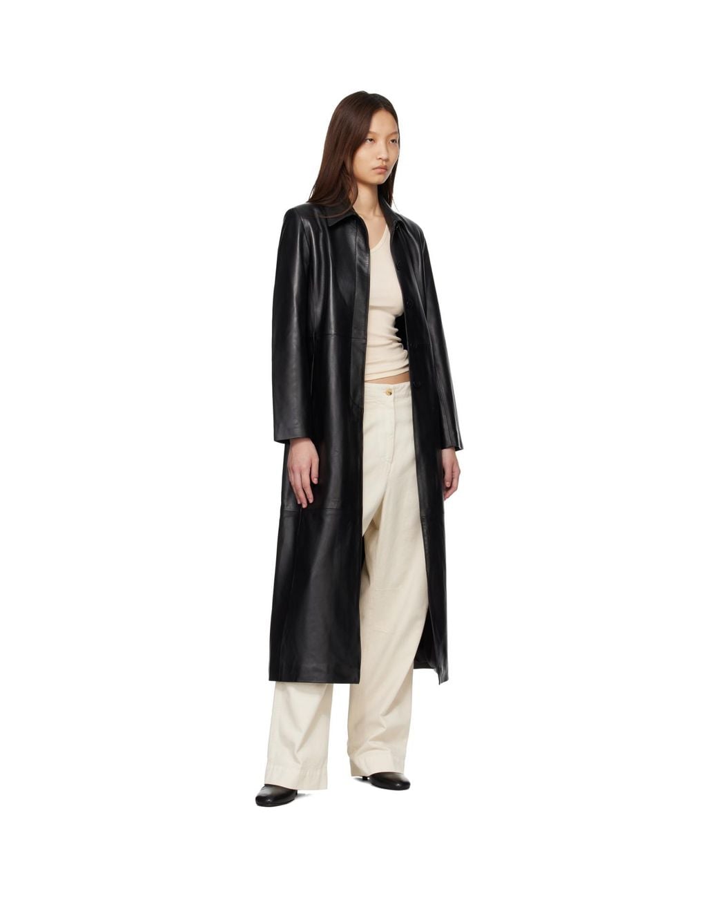 Nour Hammour Black Gotham Leather Coat