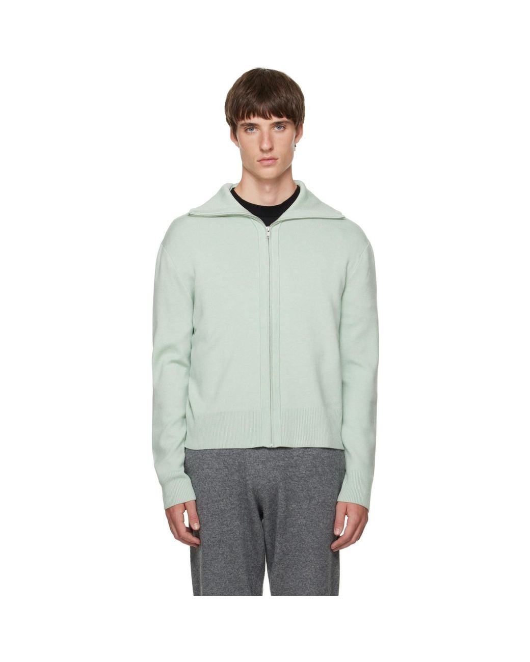 Entire studios Green Knit Zip Up Cardigan for men