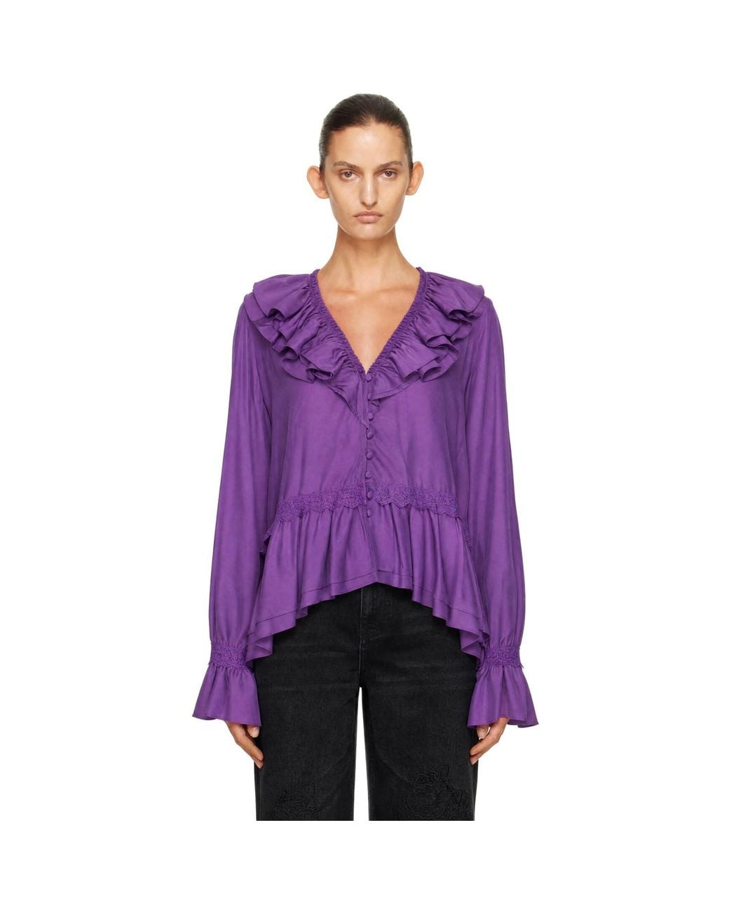 Ganni Purple Viscose Silk Blouse