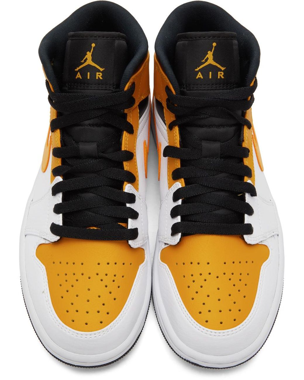 Baskets mi-montantes Air Jordan 1 jaunes et blanches Nike pour homme | Lyst
