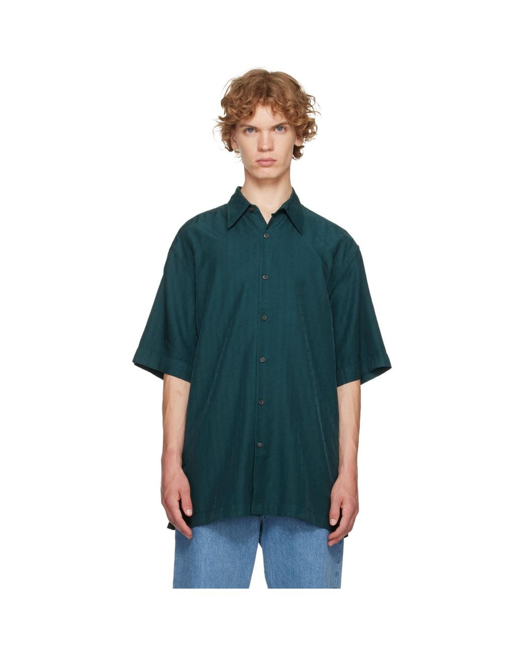 Dries Van Noten Green Floral Shirt for men