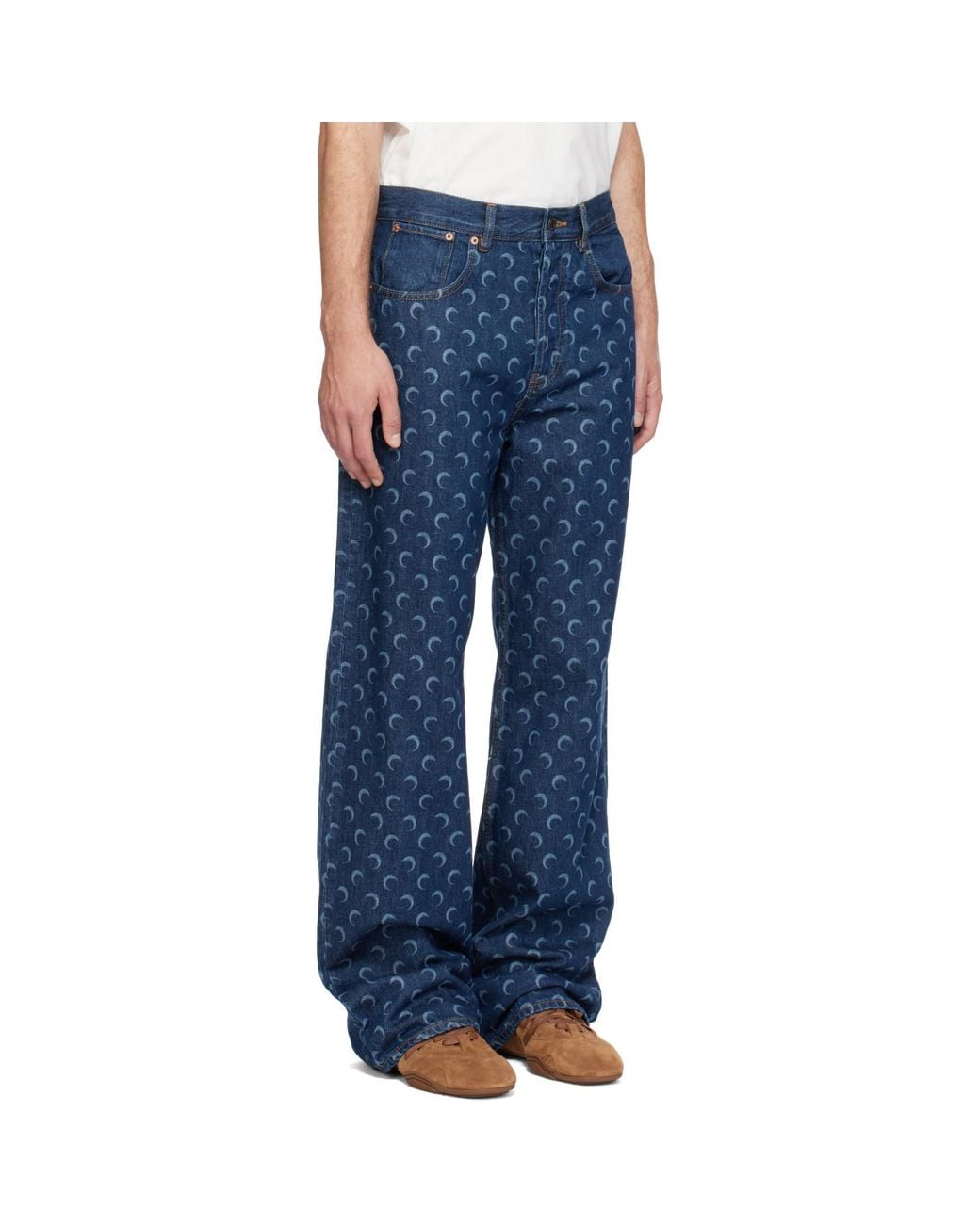 MARINE SERRE Blue Denim Straight Jeans for men