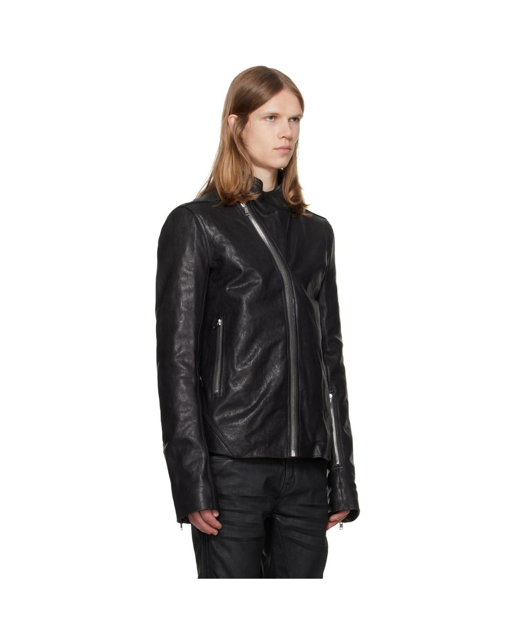 Rick Owens Black Tower Release Leather Jacket for men