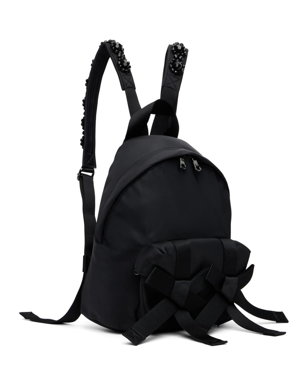 Simone Rocha Black Beaded Utility Bow Backpack for men