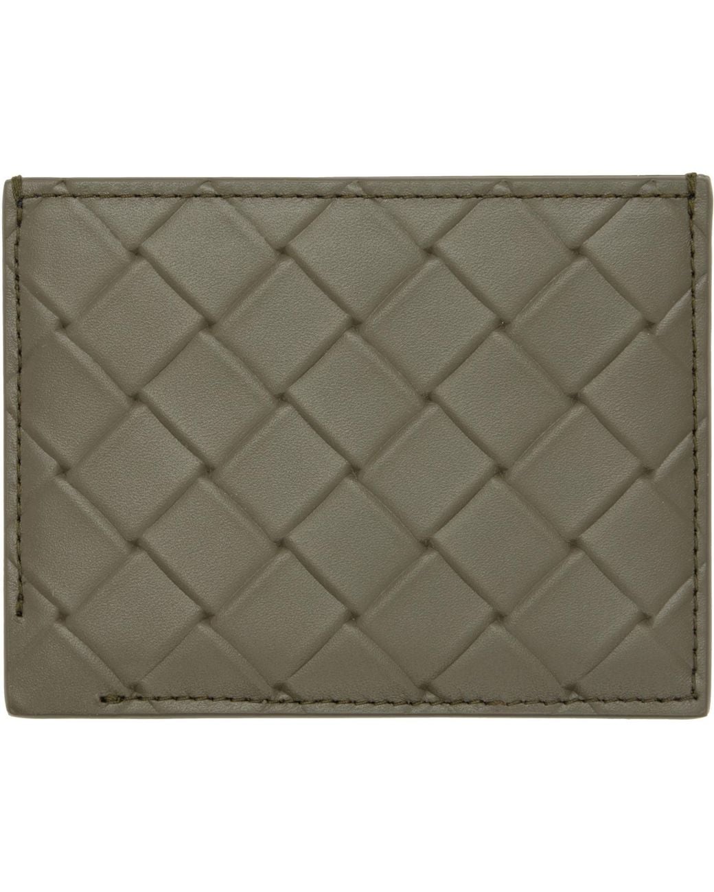 Bottega Veneta Green Khaki Intrecciato Stamp Credit Card Holder for men