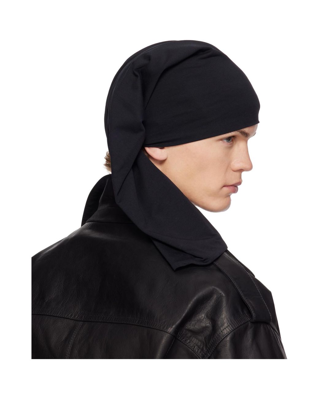 SECONDA Black Jersey Beanie for men