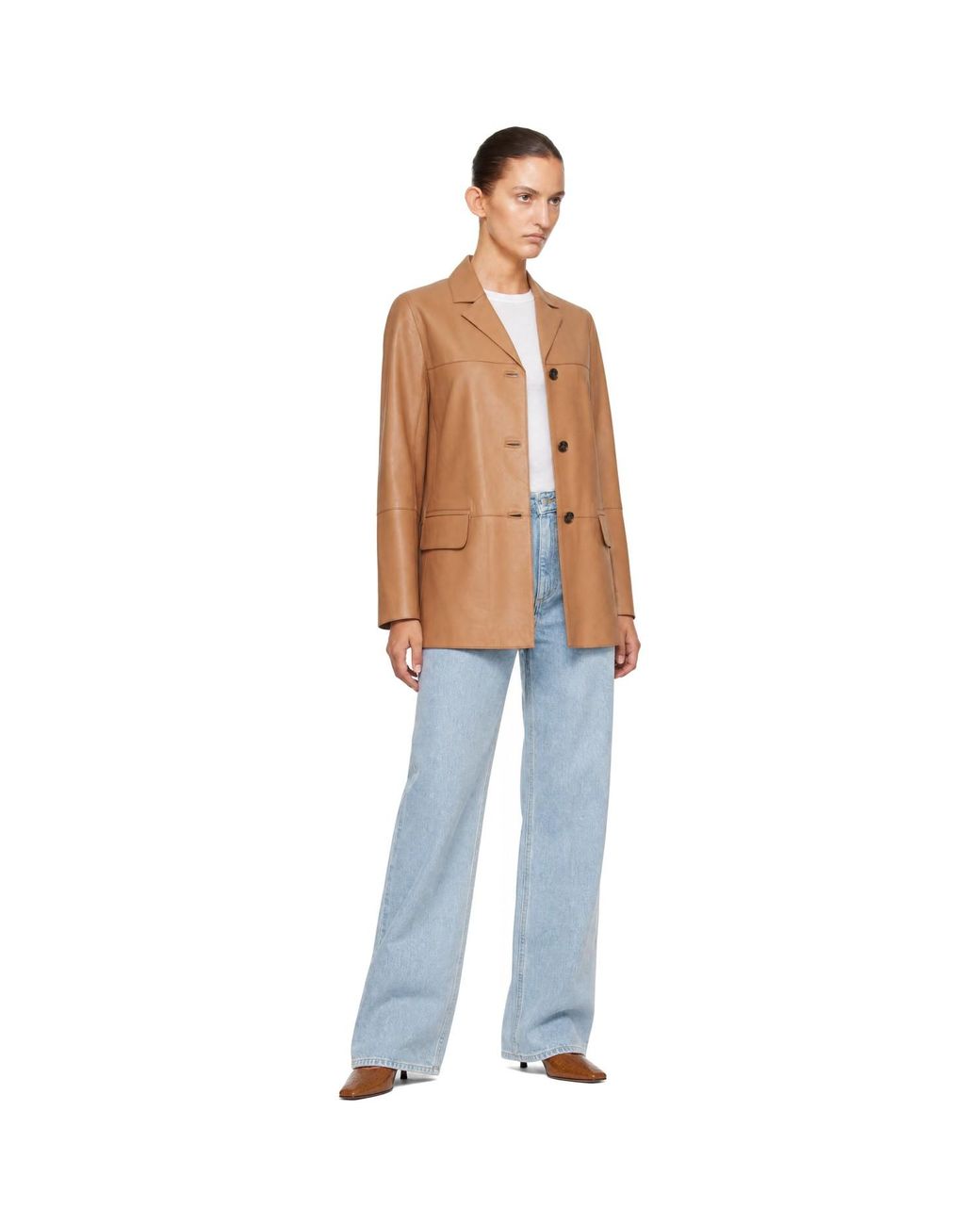 Loulou de Saison Natural Tan Nari Straight Leather Jacket