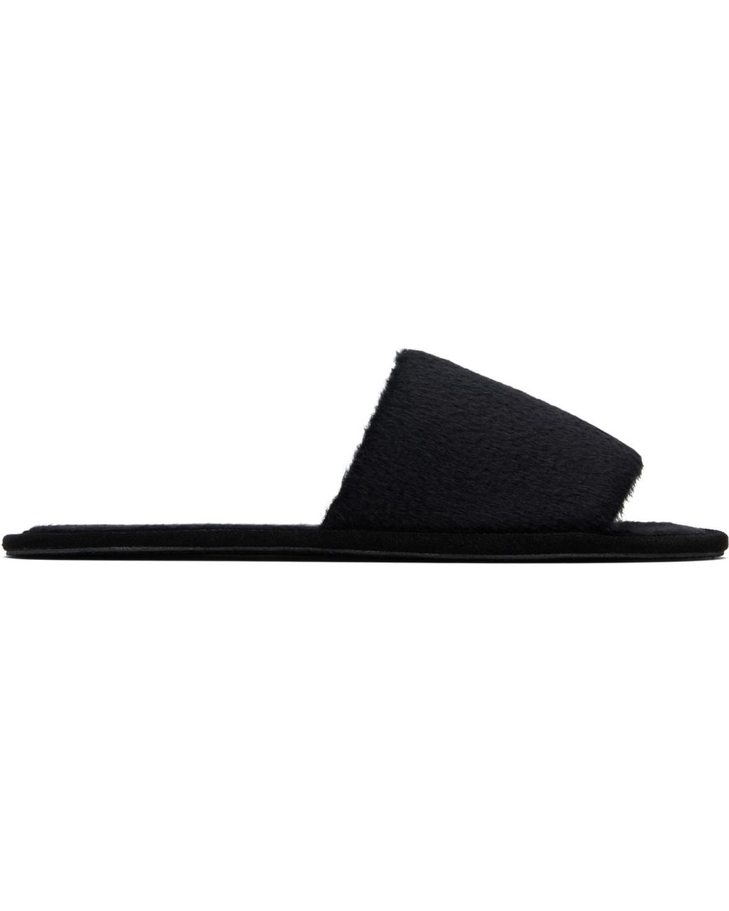 Lauren Manoogian Black Suri Brushed Slippers
