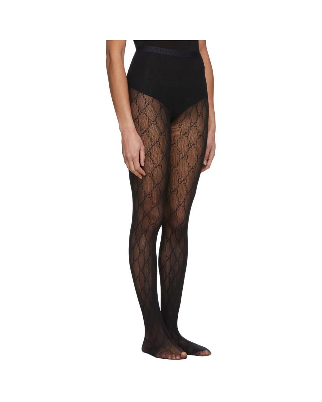 GUCCI Black GG Supreme Tights  Stockings outfit, Black stockings outfit,  Gg tights outfit