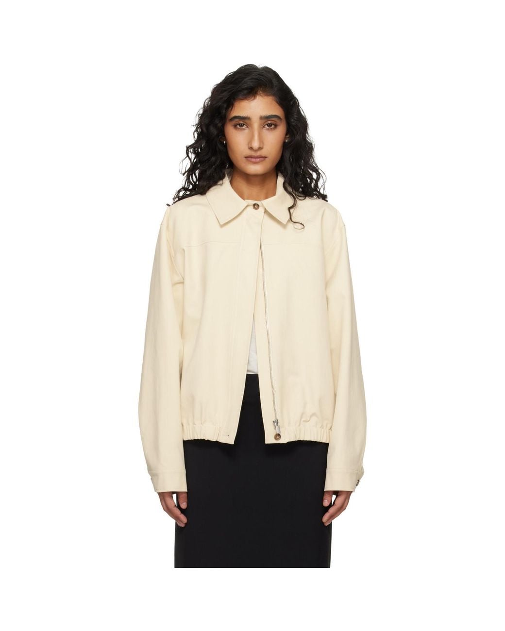 Loulou de Saison Black Drew Cotton Gabardine Windbreaker Jacket