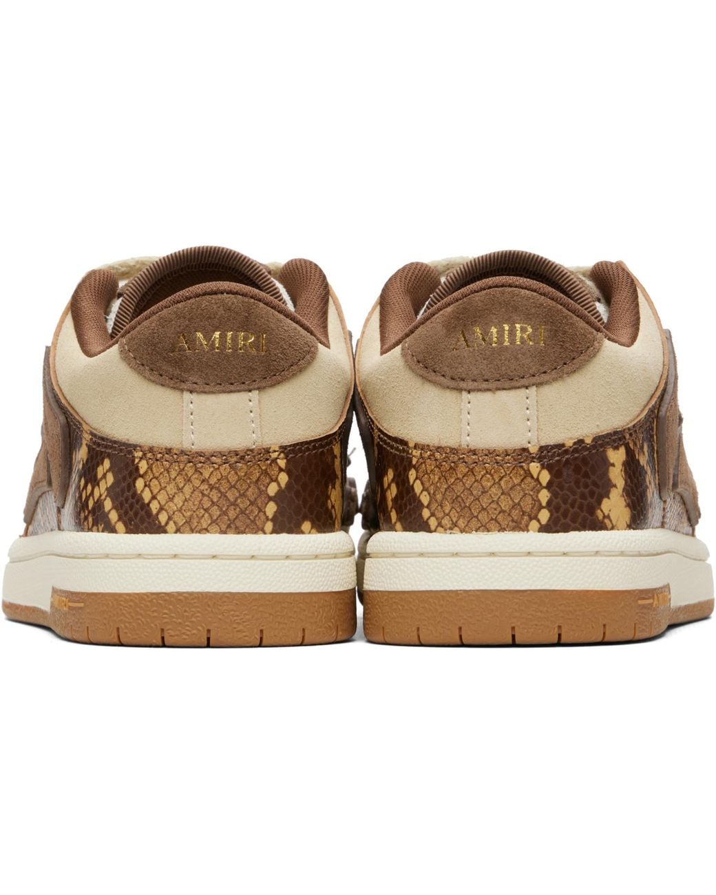 Amiri Brown Printed Python Skel Top Low Sneakers