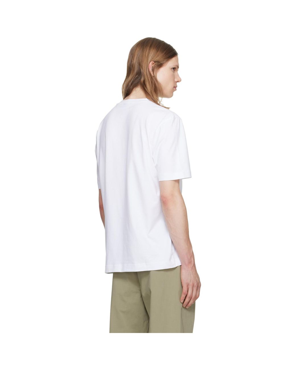 Boss White Stretch-Cotton Contrast Logo T-Shirt for men