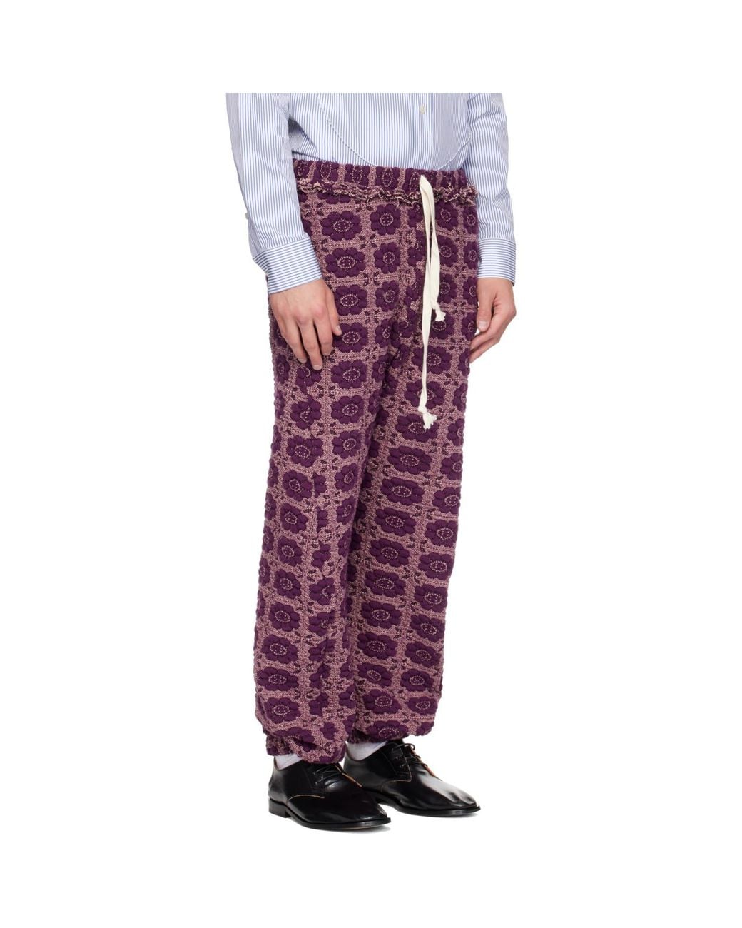 Edward Cuming Purple Vertical Garden Twisted Track Pants for men