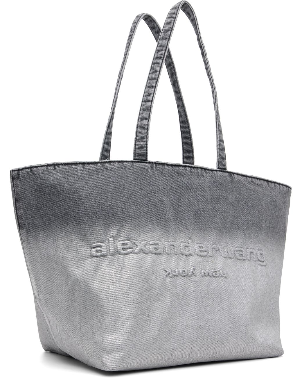 Alexander Wang Gray Denim Punch Large Tote