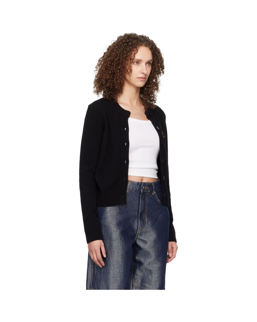 Ganni Black Wool Mix Cardigan