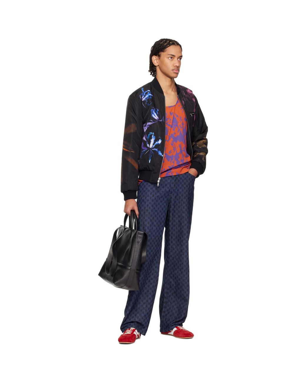 Dries Van Noten Blue Floral Jeans for men