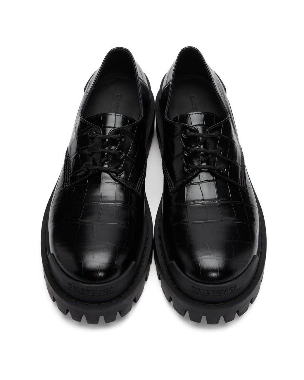 Balenciaga Black Croc Strike Derbys for Men Lyst