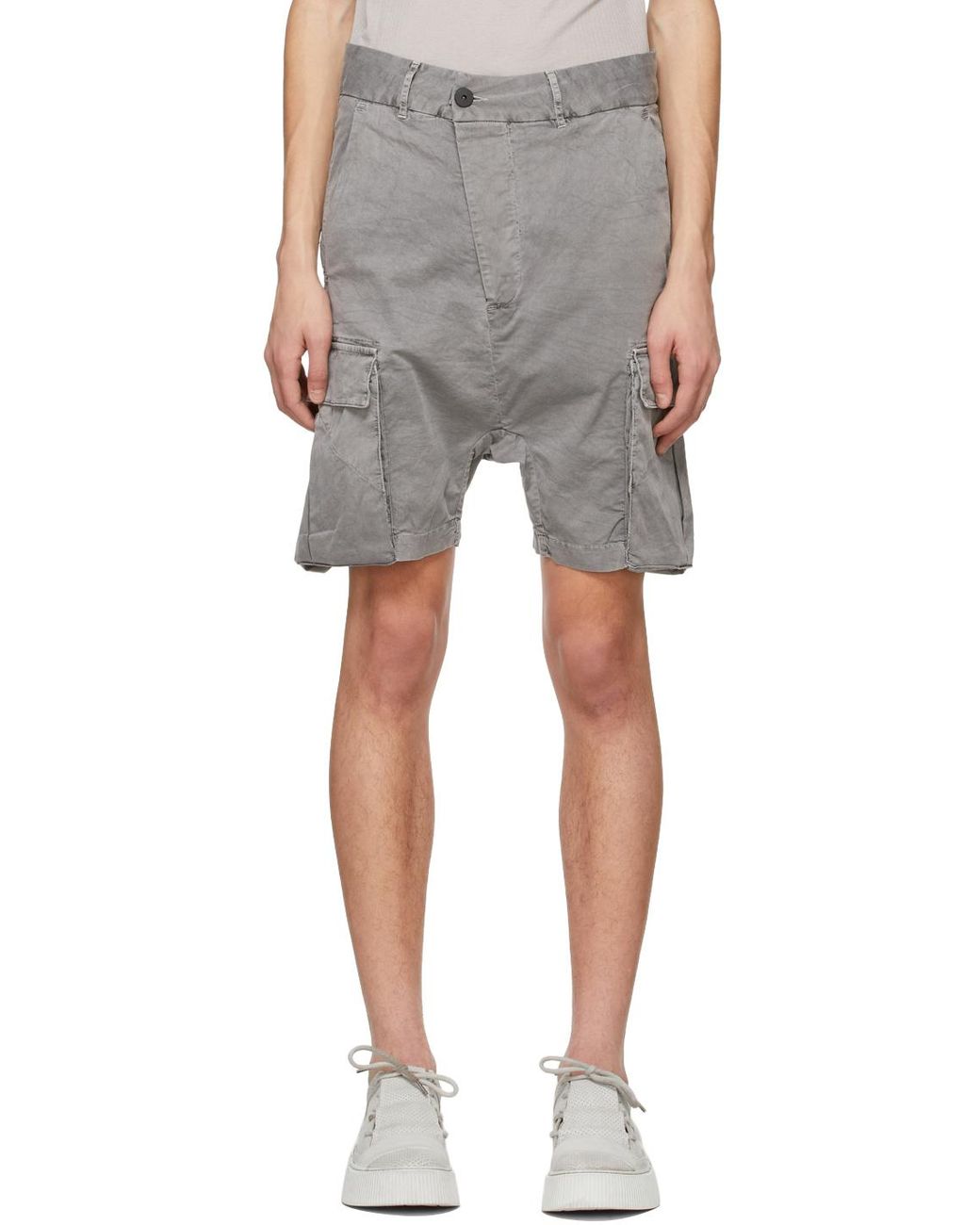 Boris Bidjan Saberi 11 Cotton Grey P20 Cargo Shorts in Ice Grey (Gray